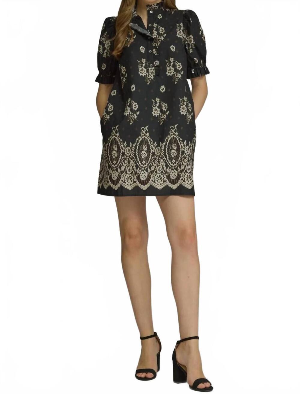 NEW ENTRO sharon woven mini dress in black